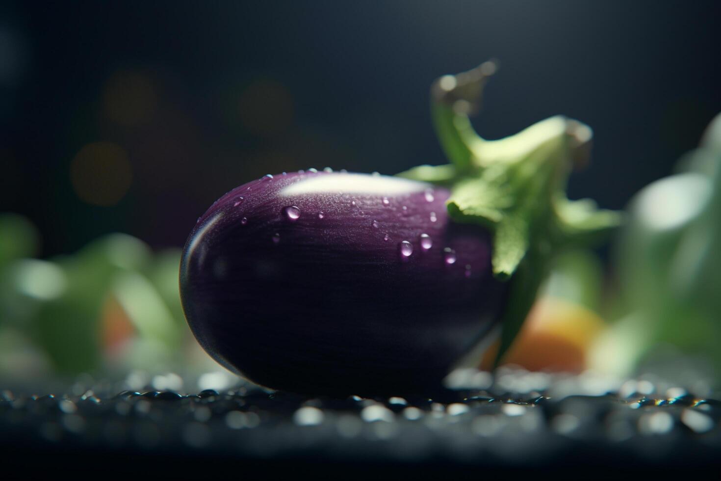 Artificial UV light cultivation of an eggplant photo