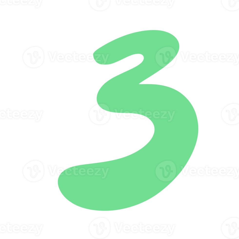 Number three with light green png
