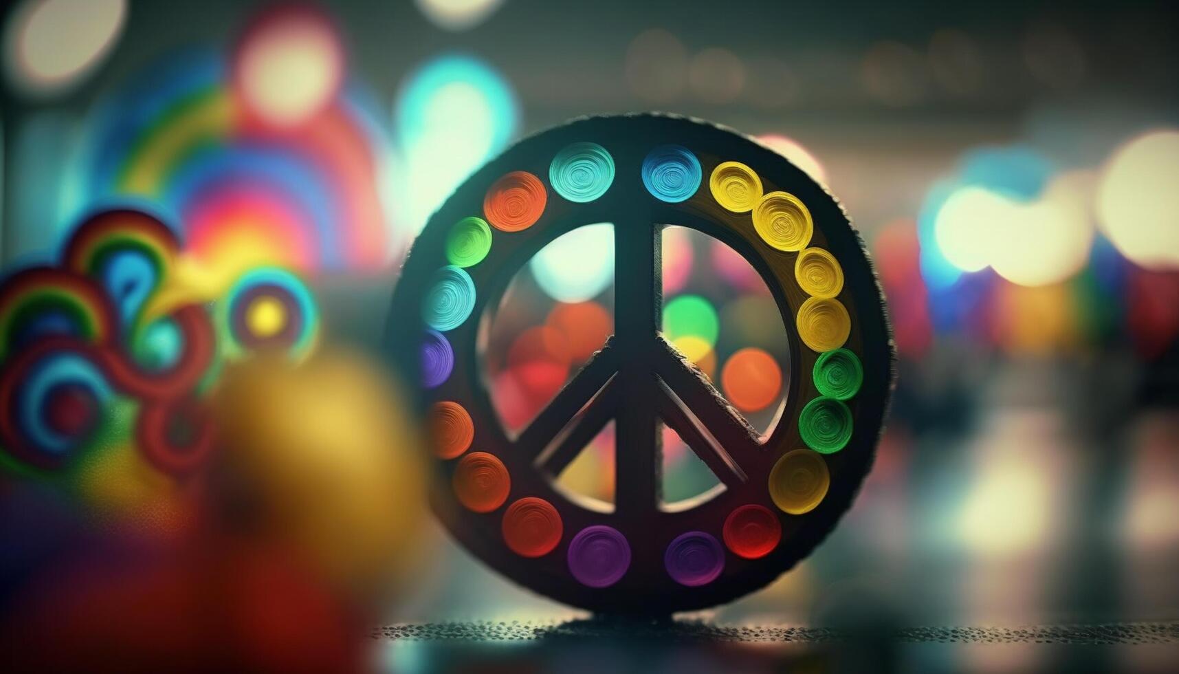 Groovy Hippie Artwork Featuring a Vibrant Peace Sign photo