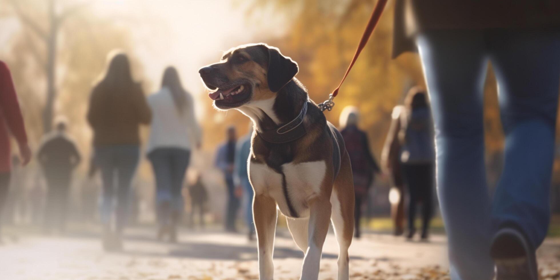 A Sunny Day Stroll in the Park with Man's Best Friend photo