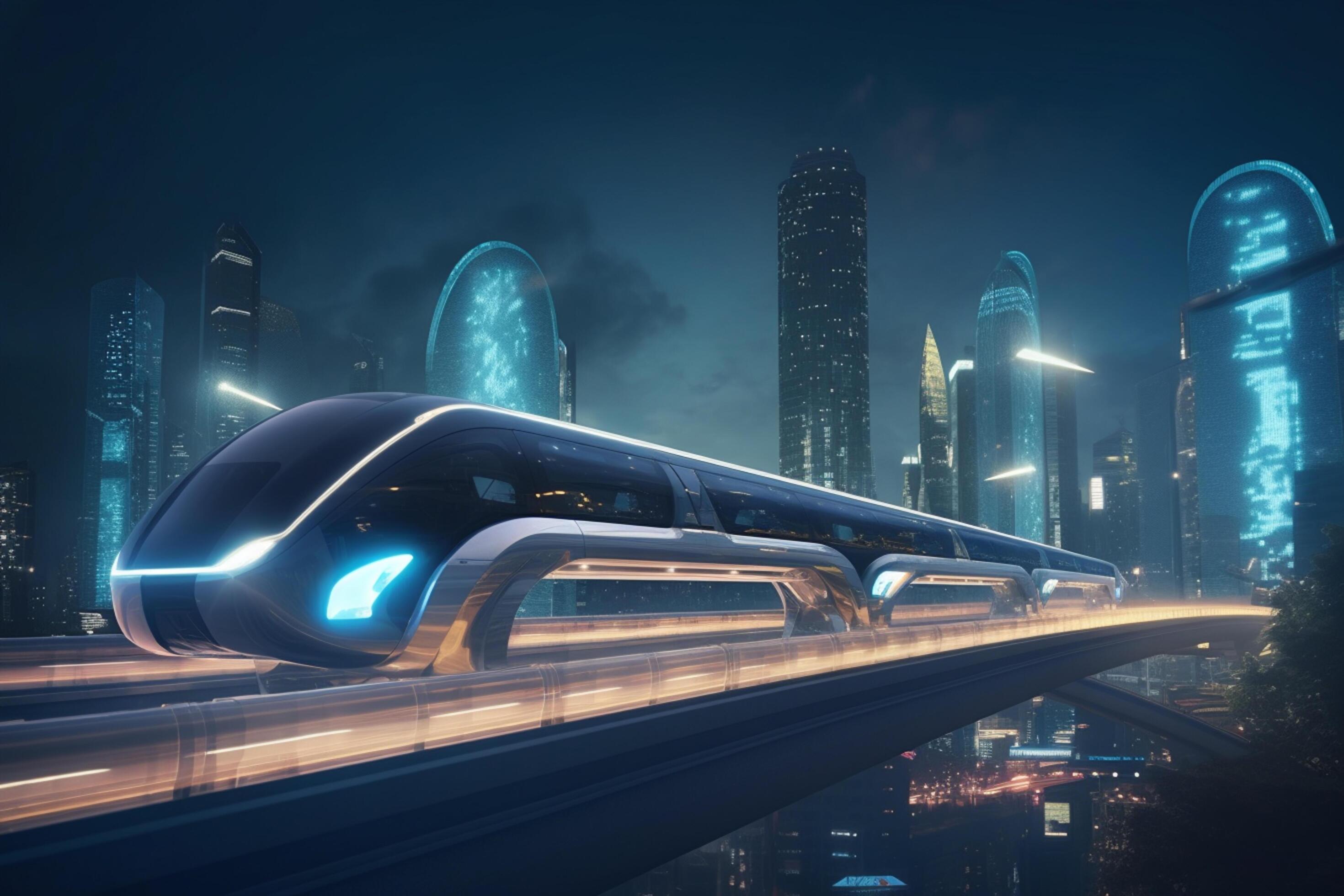 The Future City of Magnetic Levitation High-Tech and Eco-Friendly  Transportation AI generated 24068151 Stock Photo at Vecteezy