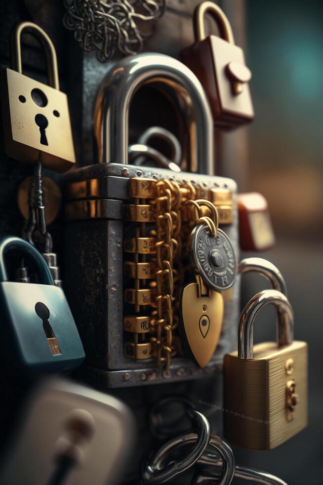 Intertwined Security Locks in Abstract 3D Rendering photo