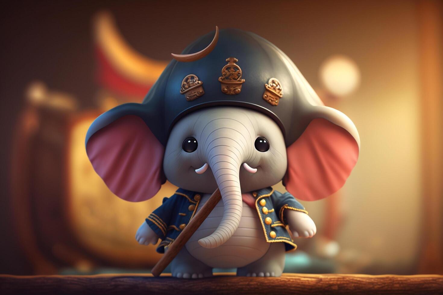 Adventurous Little Elephant in Pirate Attire Ready for Treasure Hunt photo