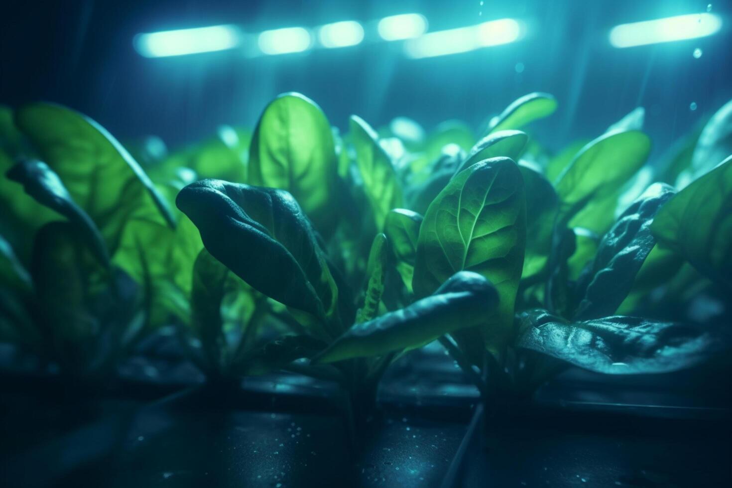 Thriving Spinach Plants Cultivated under Artificial UV Light in a Lab
