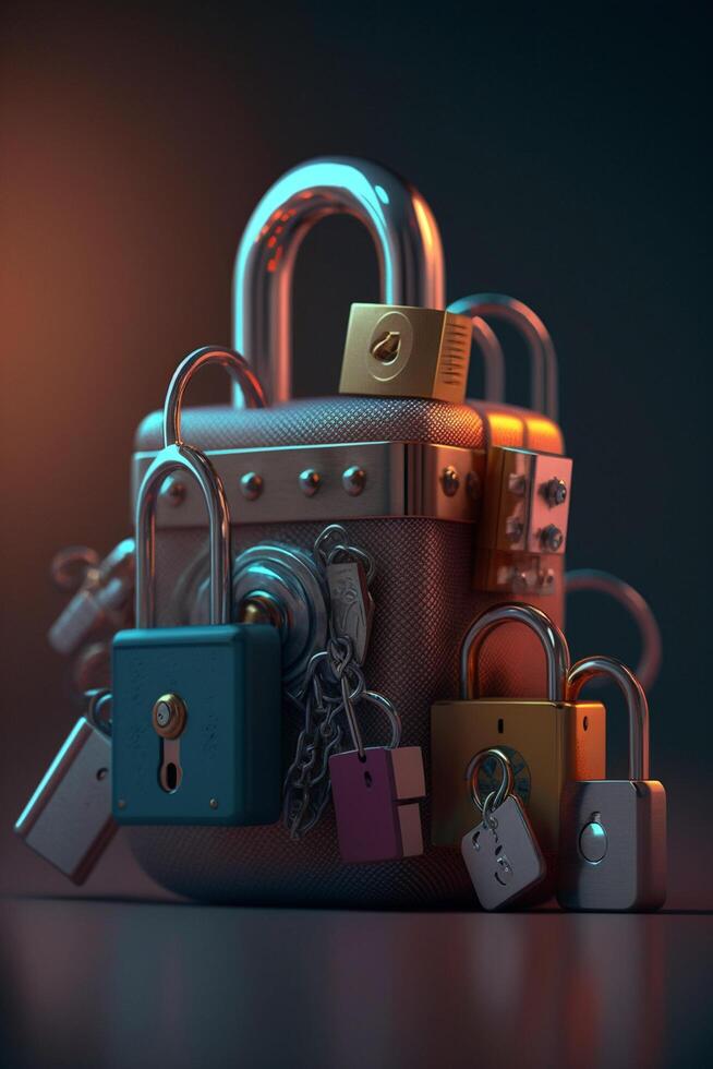 Intertwined Security Locks in Abstract 3D Rendering photo