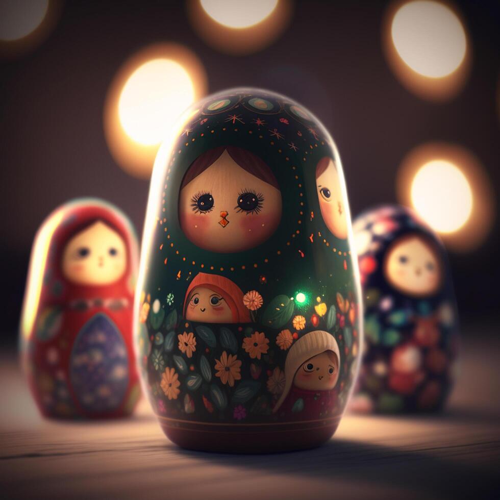 Vibrant Matryoshkas, Traditional Russian Nesting Dolls photo