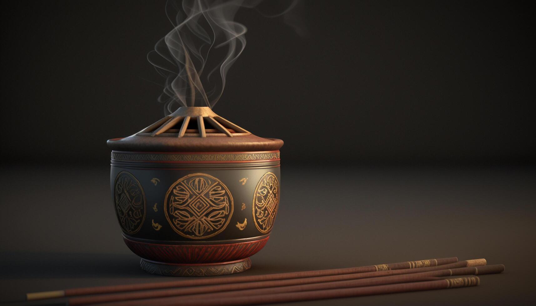 Fragrant Chinese Incense Sticks on Dark Background photo