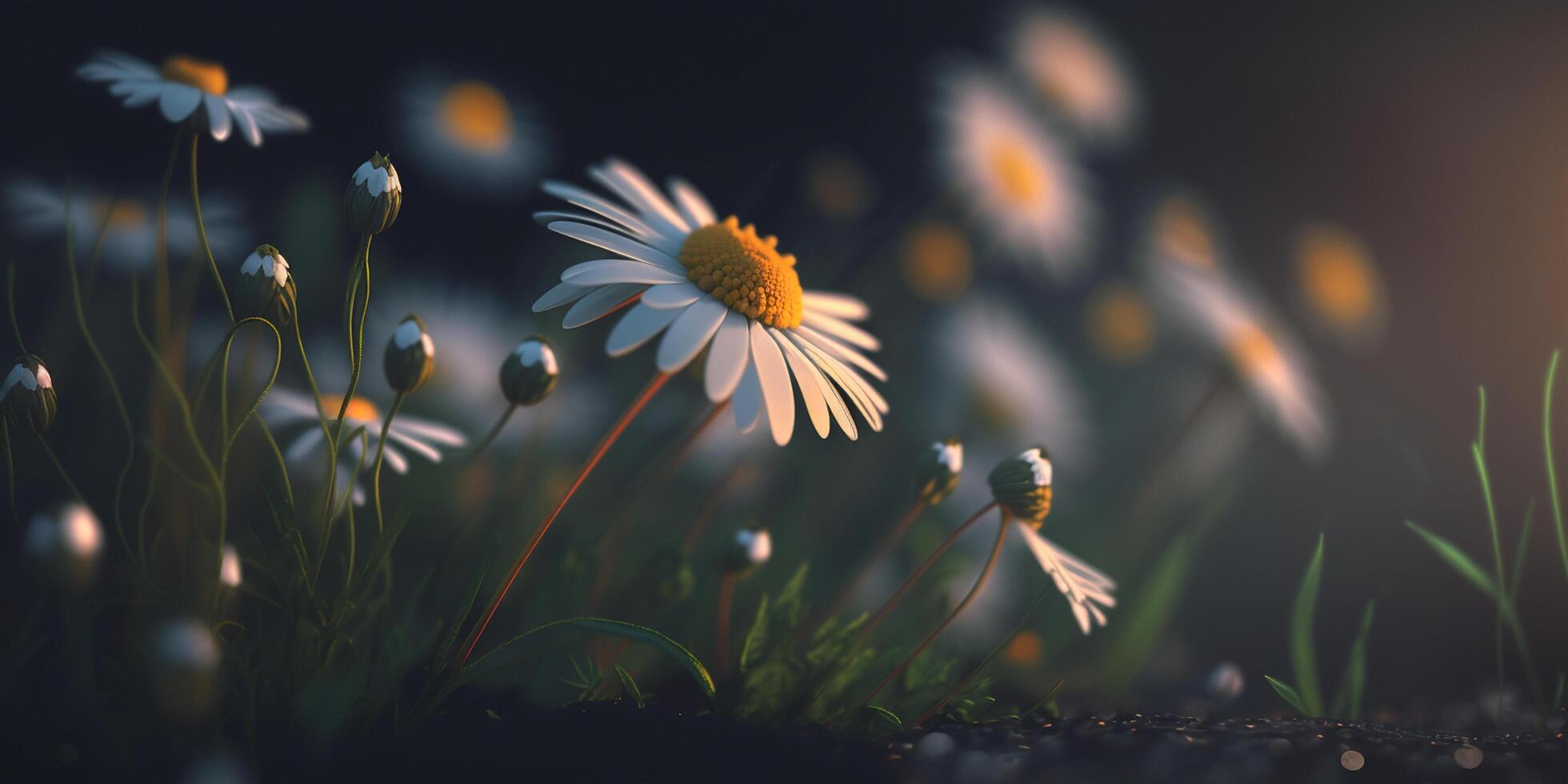 manzanilla flores en un prado ai ilustración ai generado foto