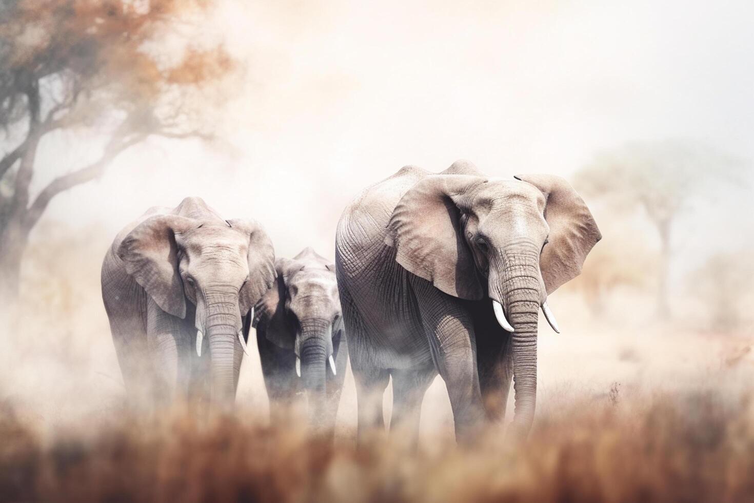 The Majestic Elephant in Sepia A Watercolor Painting photo