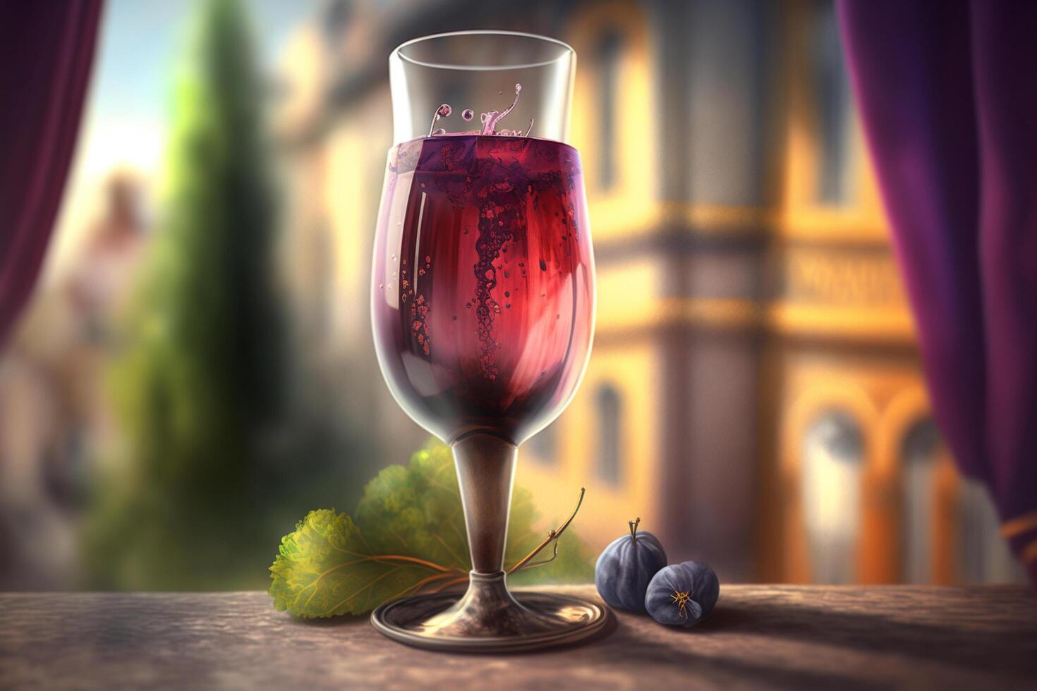 Refreshing pink Kir drink in a close-up view photo