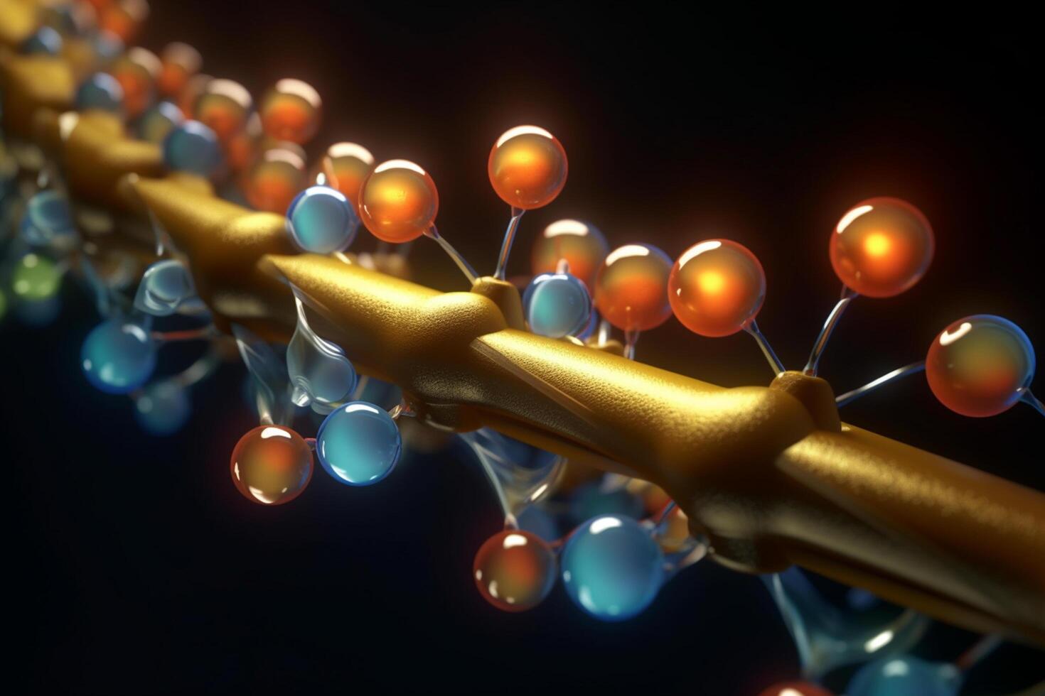 Vivid 3D illustration of the electron transport chain in mitochondria photo