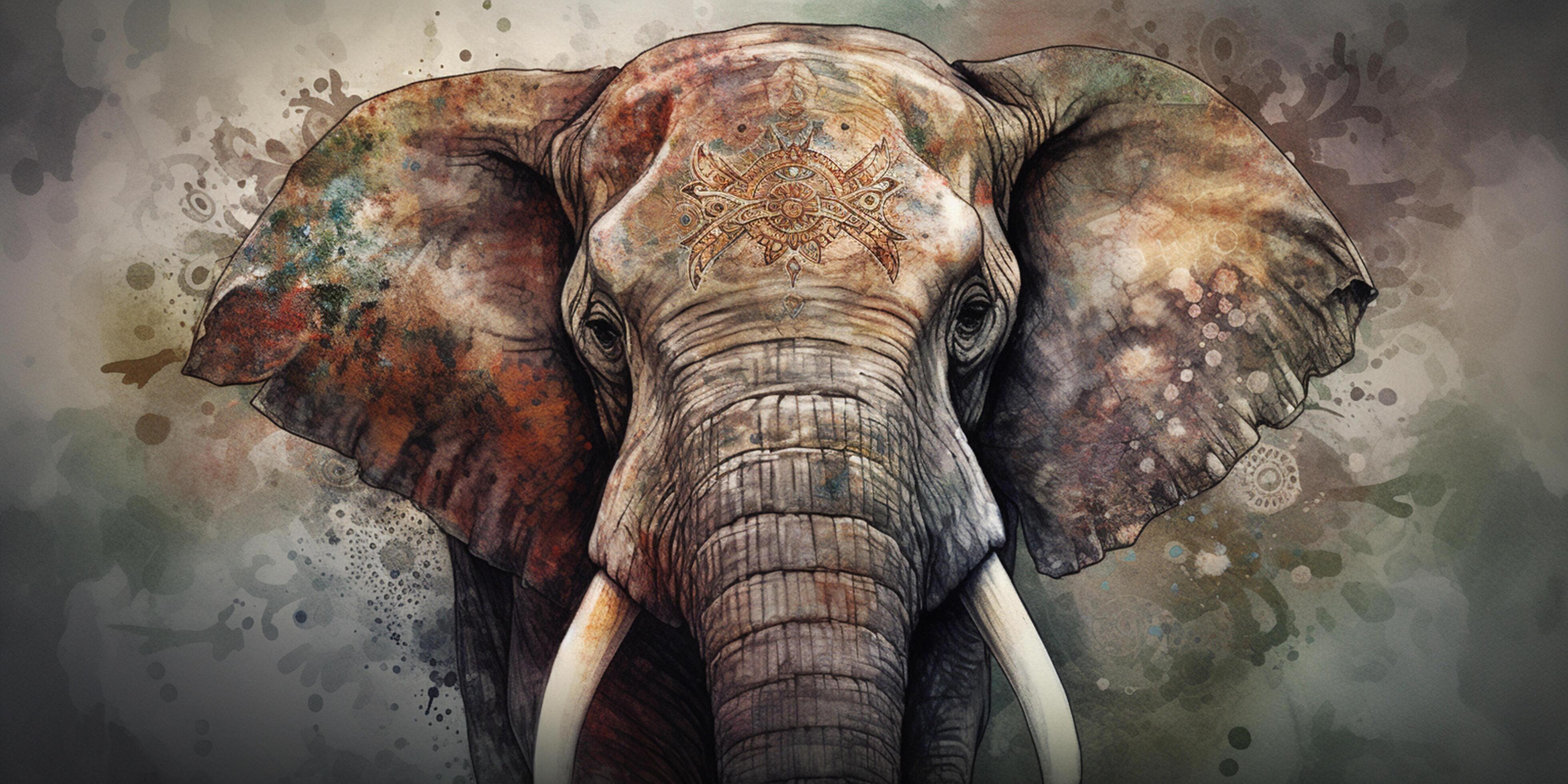 The Majestic Elephant in Sepia A Watercolor Painting 24068718 Stock