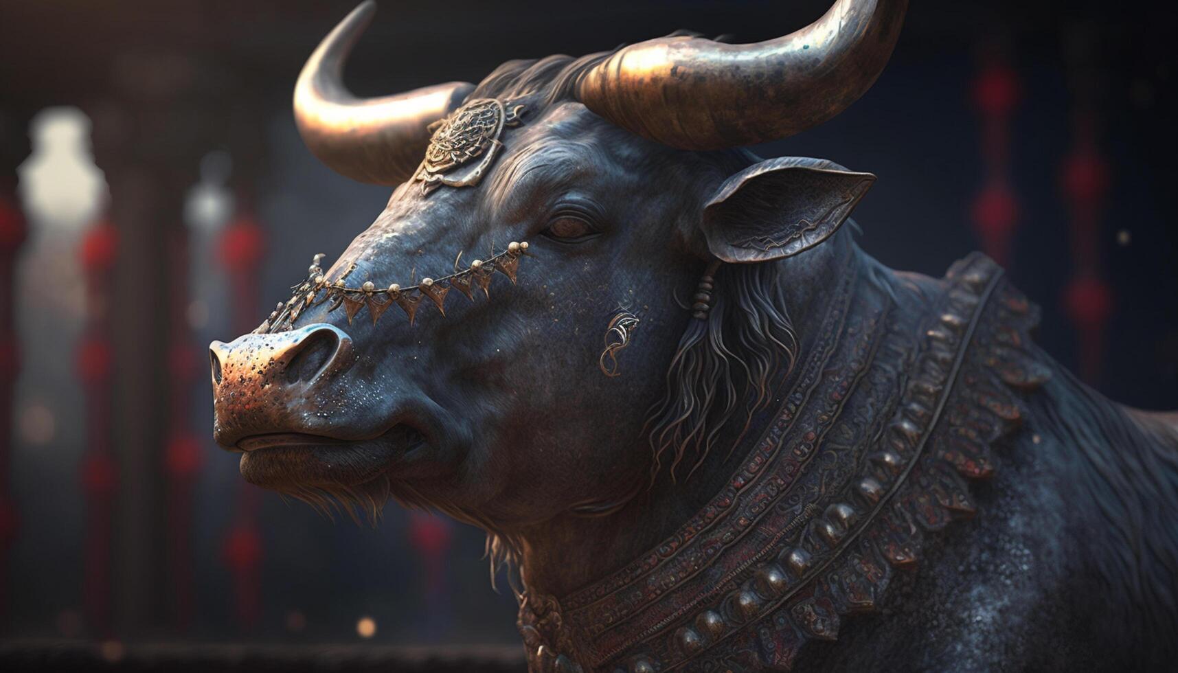 nandi el adivinar toro y firme compañero de señor shiva ai generado foto