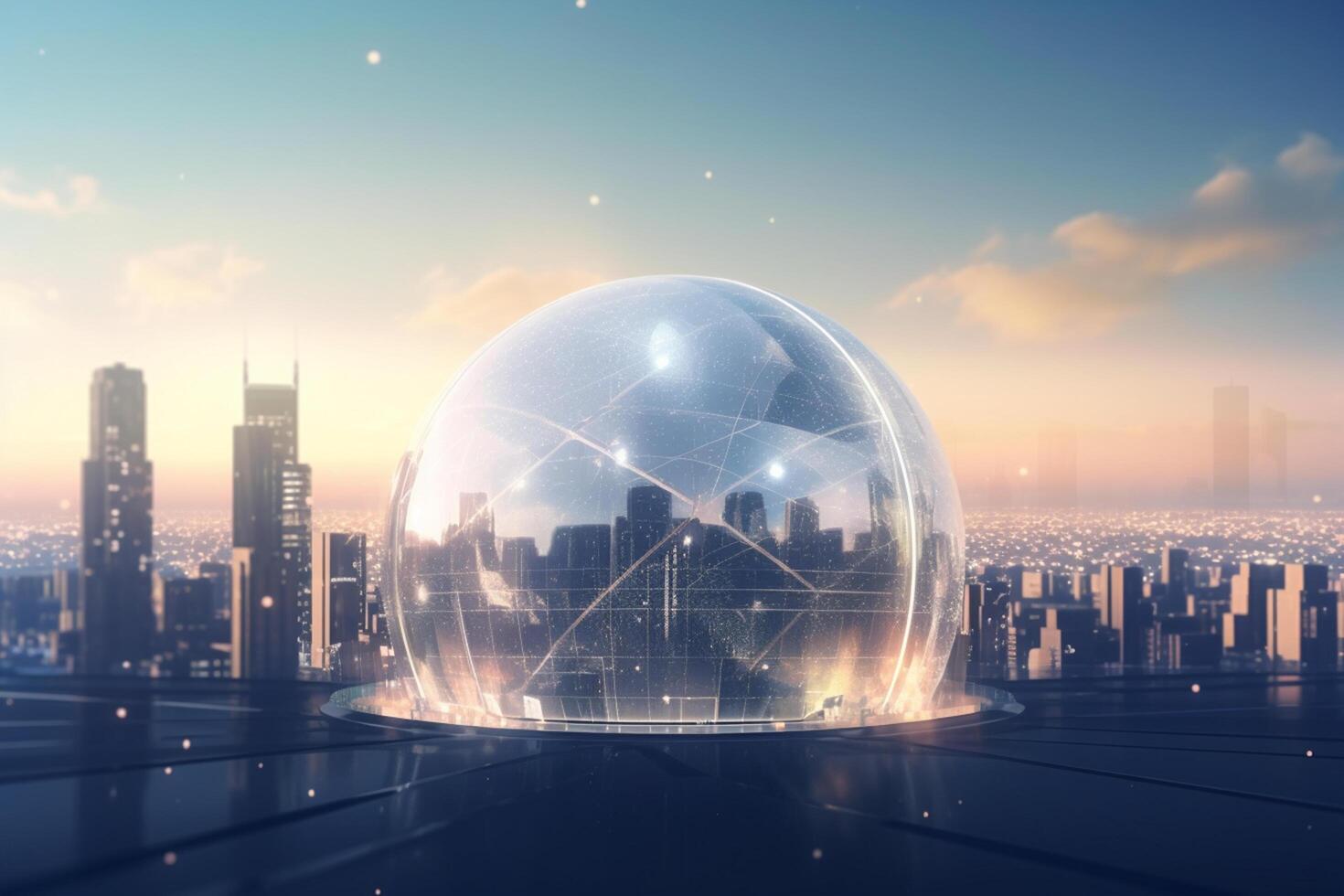 The Metropolis Within A Futuristic City Inside a Glass Dome photo
