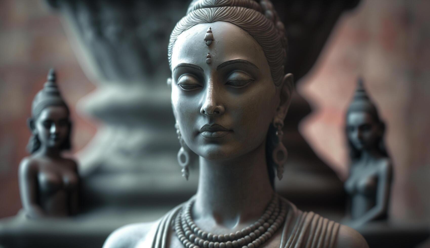 A Stunning Stone Sculpture of Ahalya, Wife of the Seer Gautam, Depicted in Exquisite Detail photo