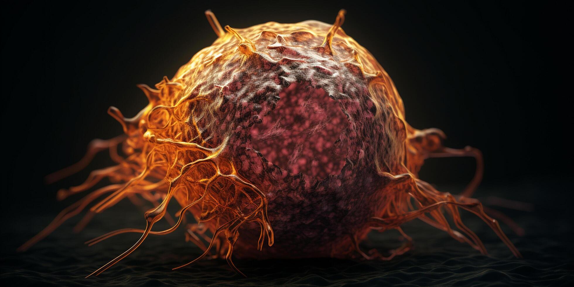 Exploring the Intricacies of Cellular Life A Mesmerizing 3D Illustration Showcasing the Microscopic World of Cancer Cells photo