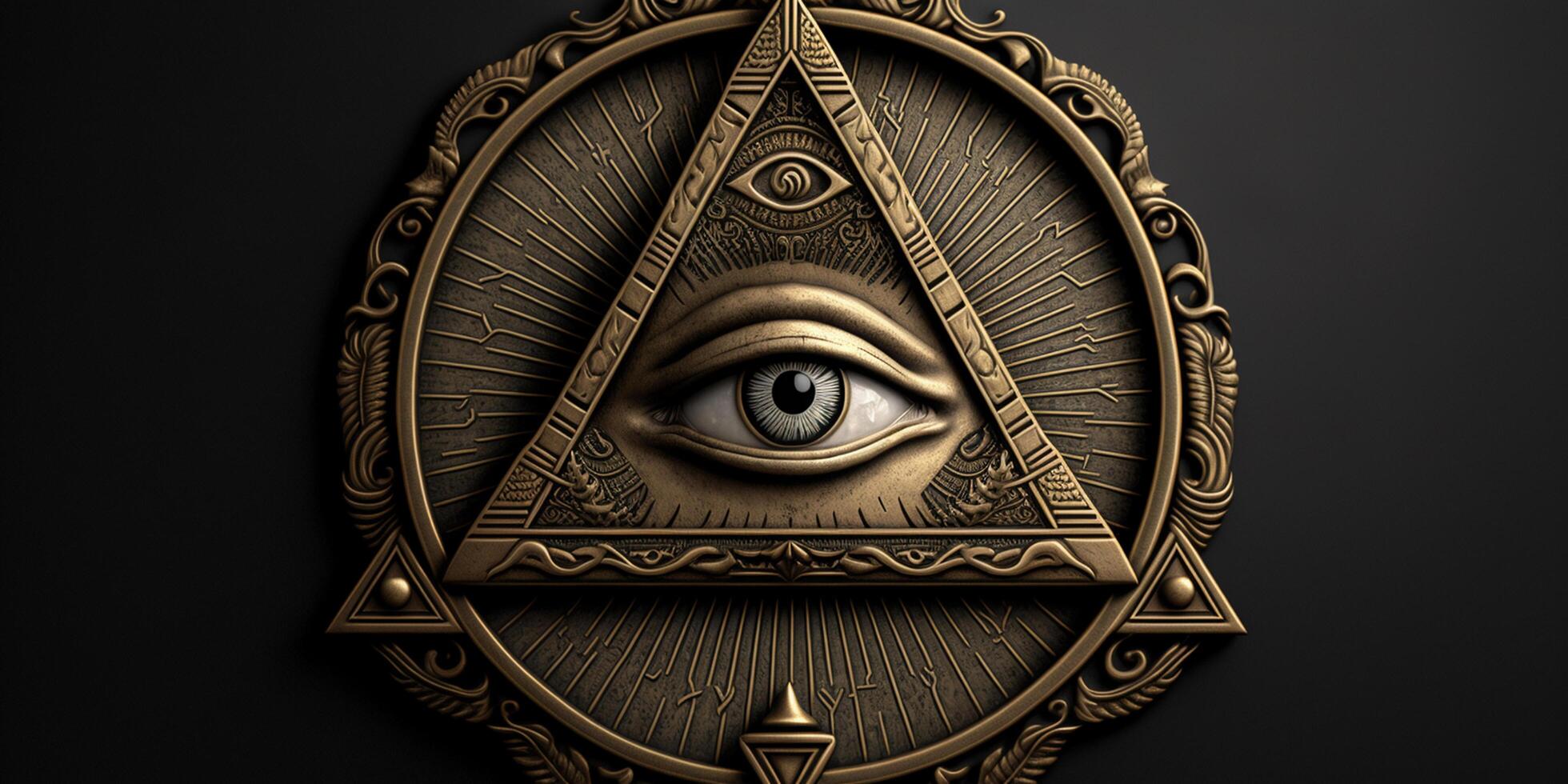 The All-Seeing Eye of the Illuminati in a Triangle, Illustrated photo