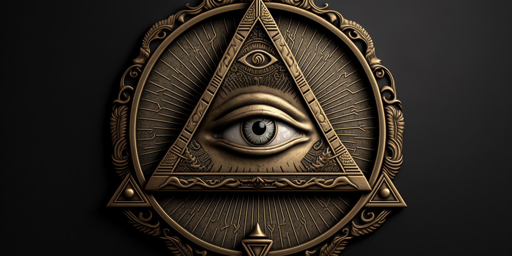 el todo lo ve ojo de el Illuminati en un triángulo, ilustrado ai generado foto