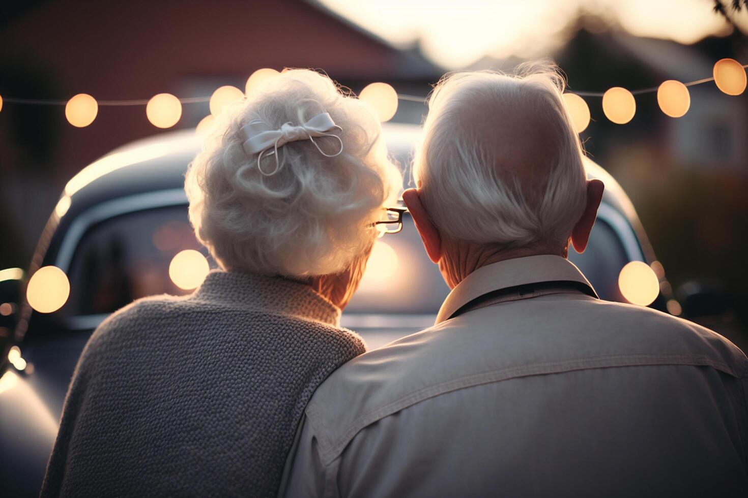 un vida cumplido juntos abrazando amor y Sueños en antiguo años ai generado foto