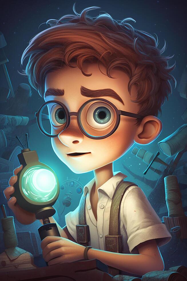 The Little Scientist in a Magical Dreamland A Digital Comic Painting photo