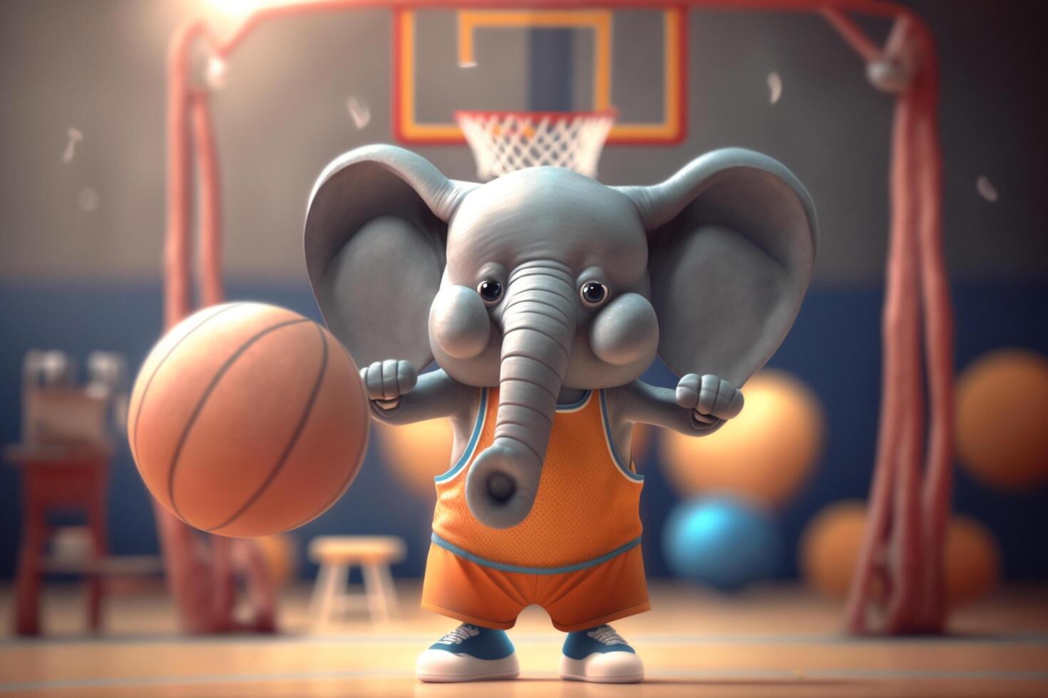 The Jolly Elephant Slam Dunks His Way to Victory on the Court photo