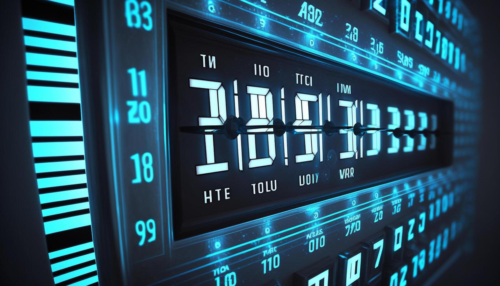 Chronometer of the Future Alien Symbols on Digital Display of Time Capsule During Time Travel photo