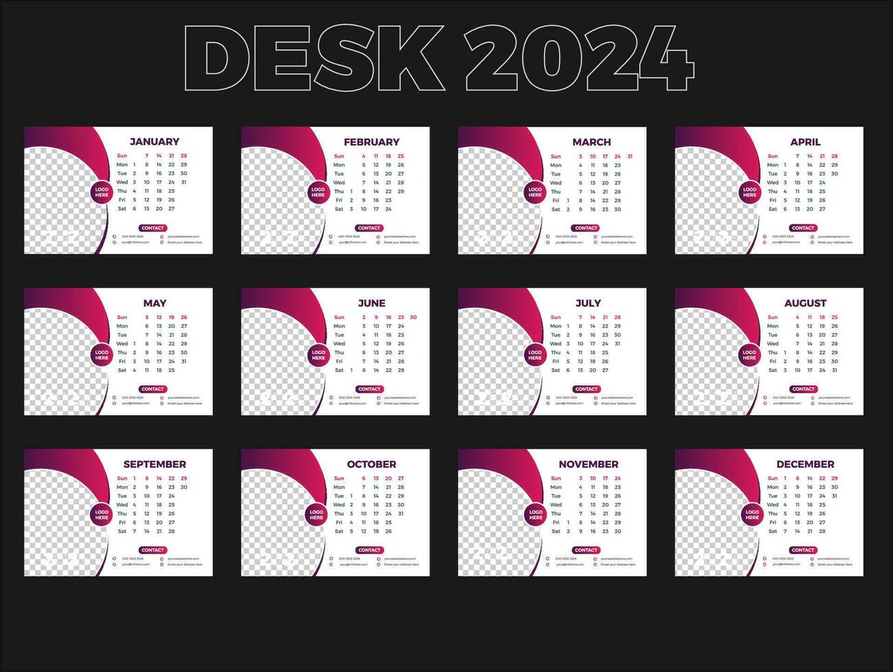 Desk calendar design template 20244 24069885 Vector Art at Vecteezy