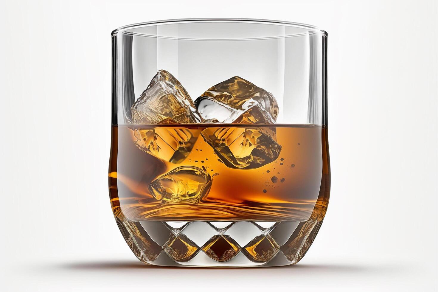 Sipping on Whiskey A Glass of Whiskey and Ice on White isolated Background photo