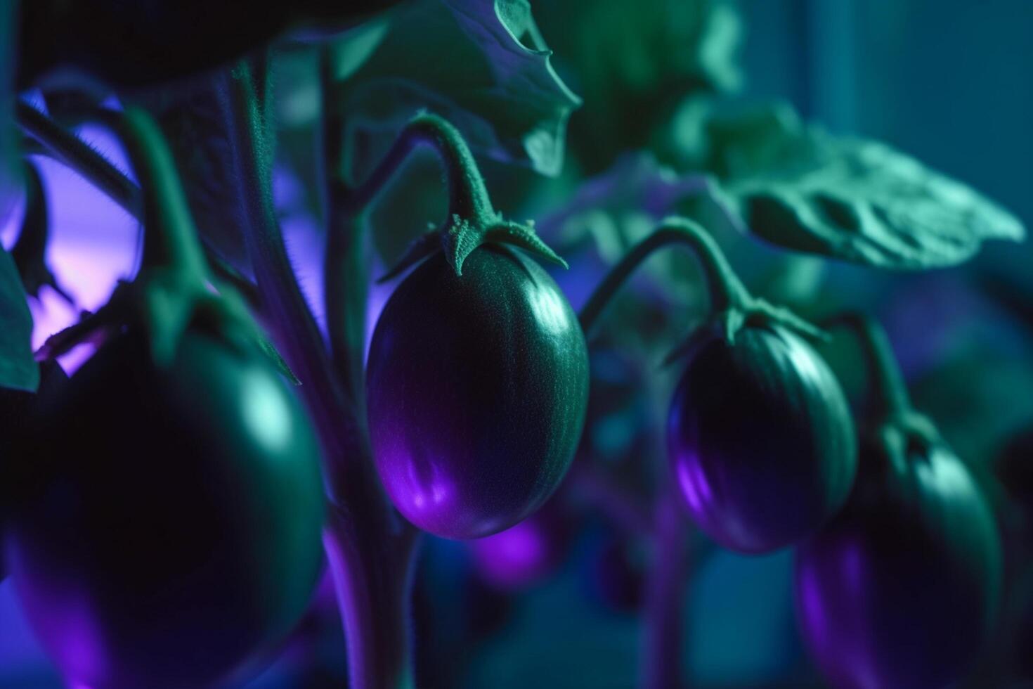 Artificial UV light cultivation of an eggplant photo