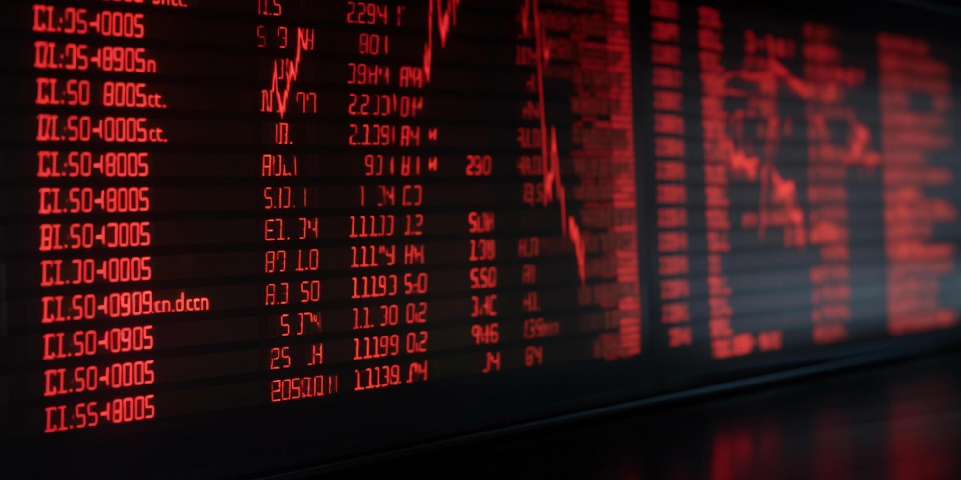 Financial Meltdown Stock Ticker with Cryptic Symbols and System Failure photo