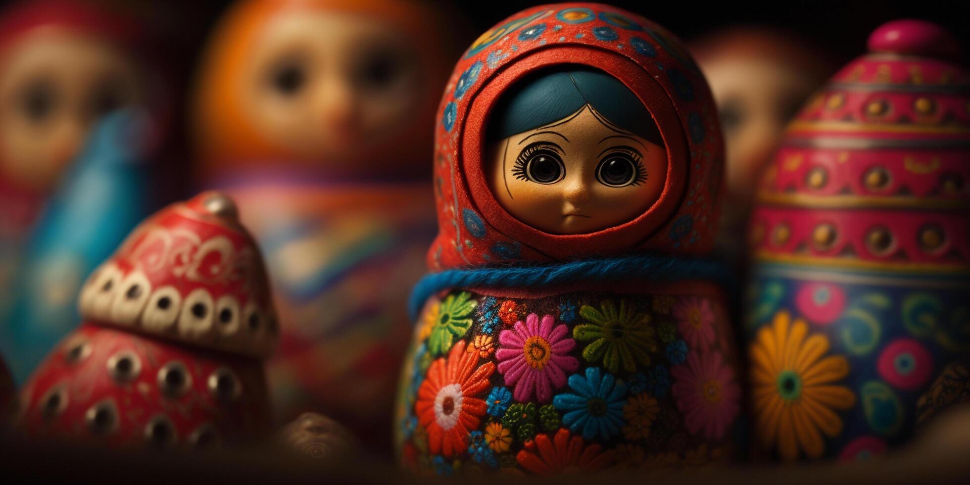 Vibrant Matryoshkas, Traditional Russian Nesting Dolls photo