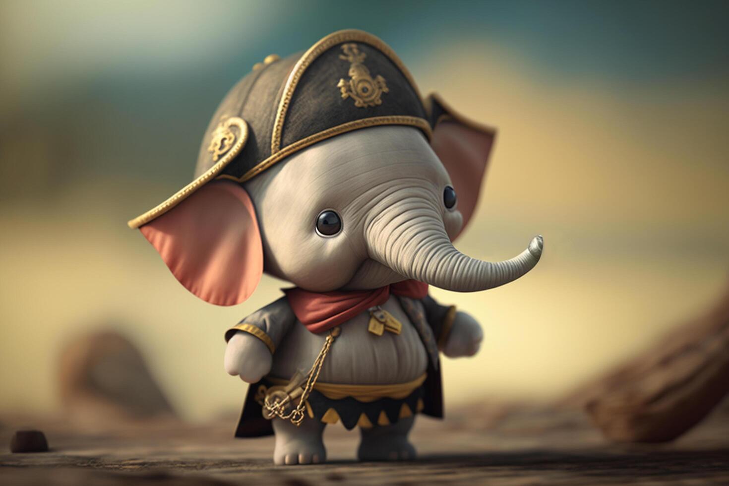 Adventurous Little Elephant in Pirate Attire Ready for Treasure Hunt photo