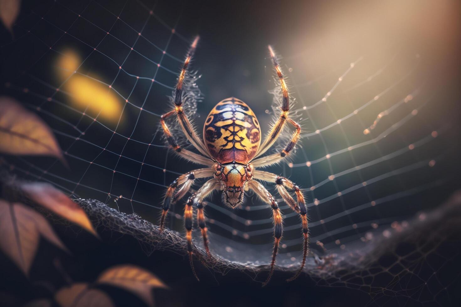 magnificado de cerca de un realista ilustración de un jardín araña ai generado foto