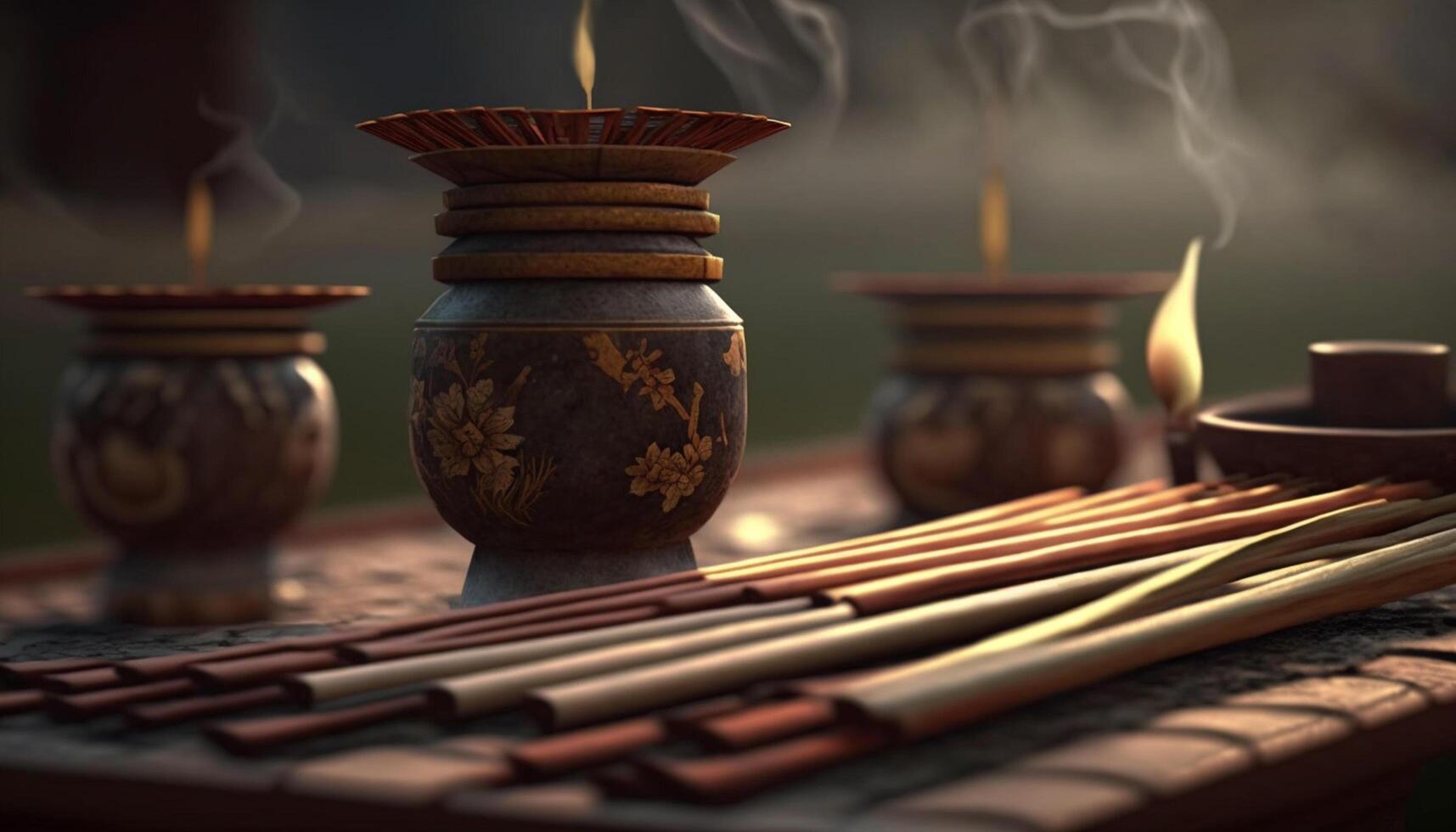 Aromatic Incense Sticks in a Traditional Chinese Setting photo
