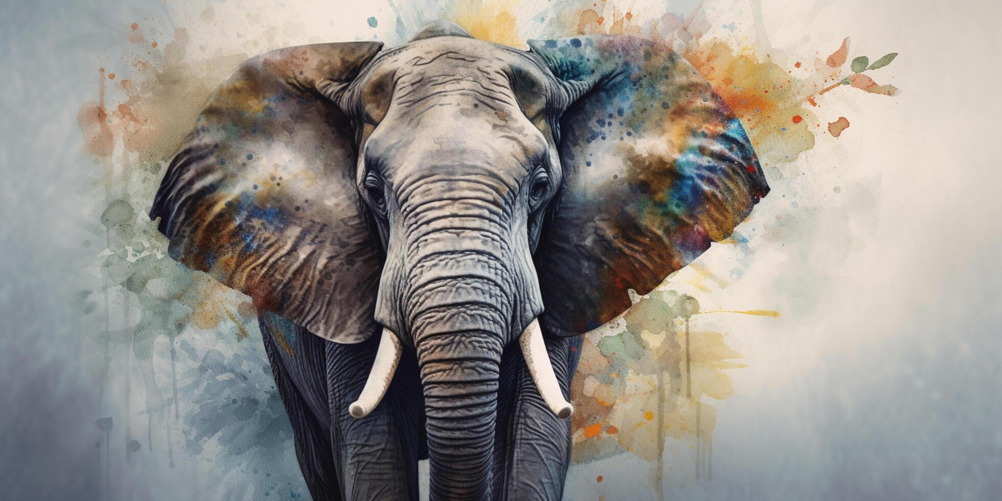 The Majestic Elephant in Sepia A Watercolor Painting photo