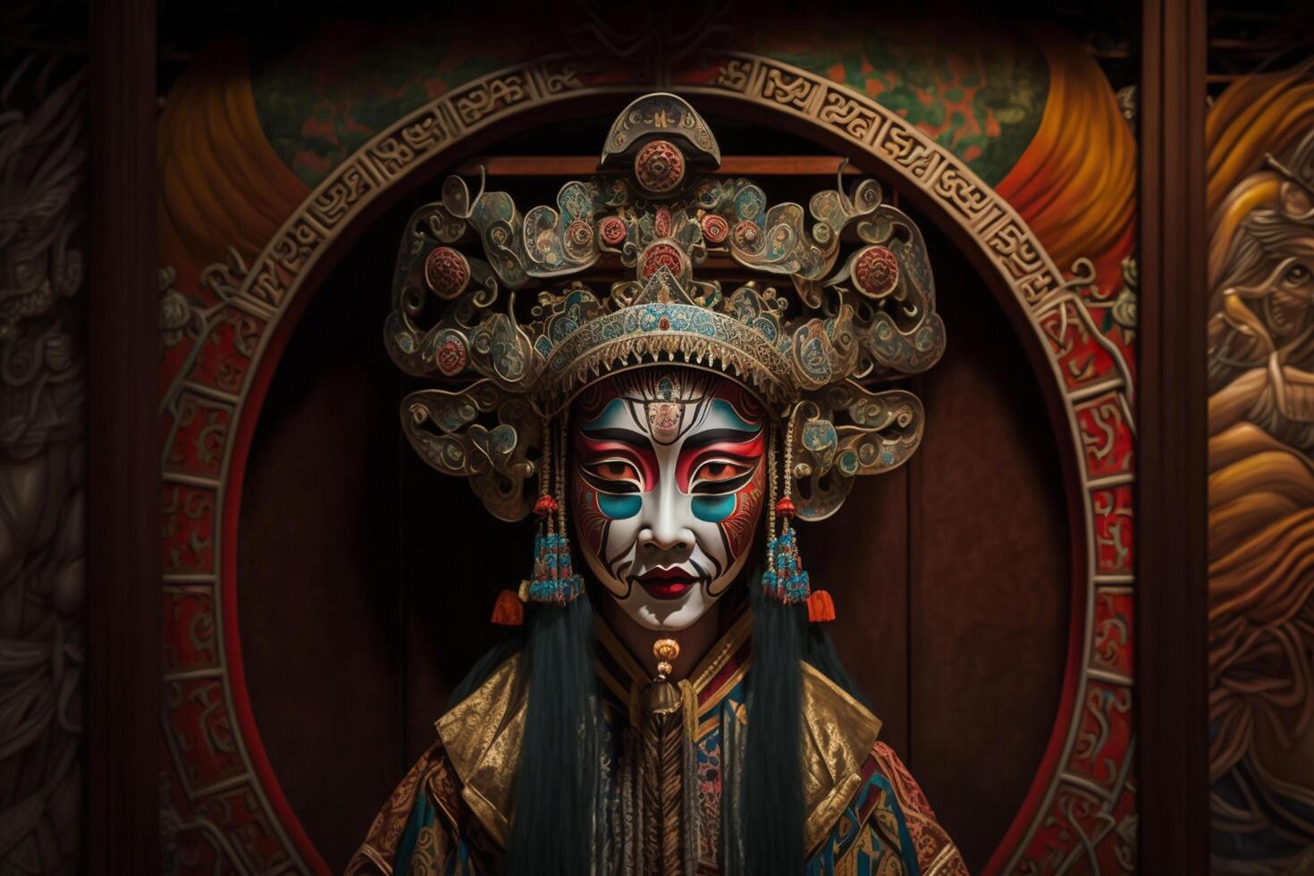 Enchanting portrayal of female performer in traditional Chinese opera mask photo