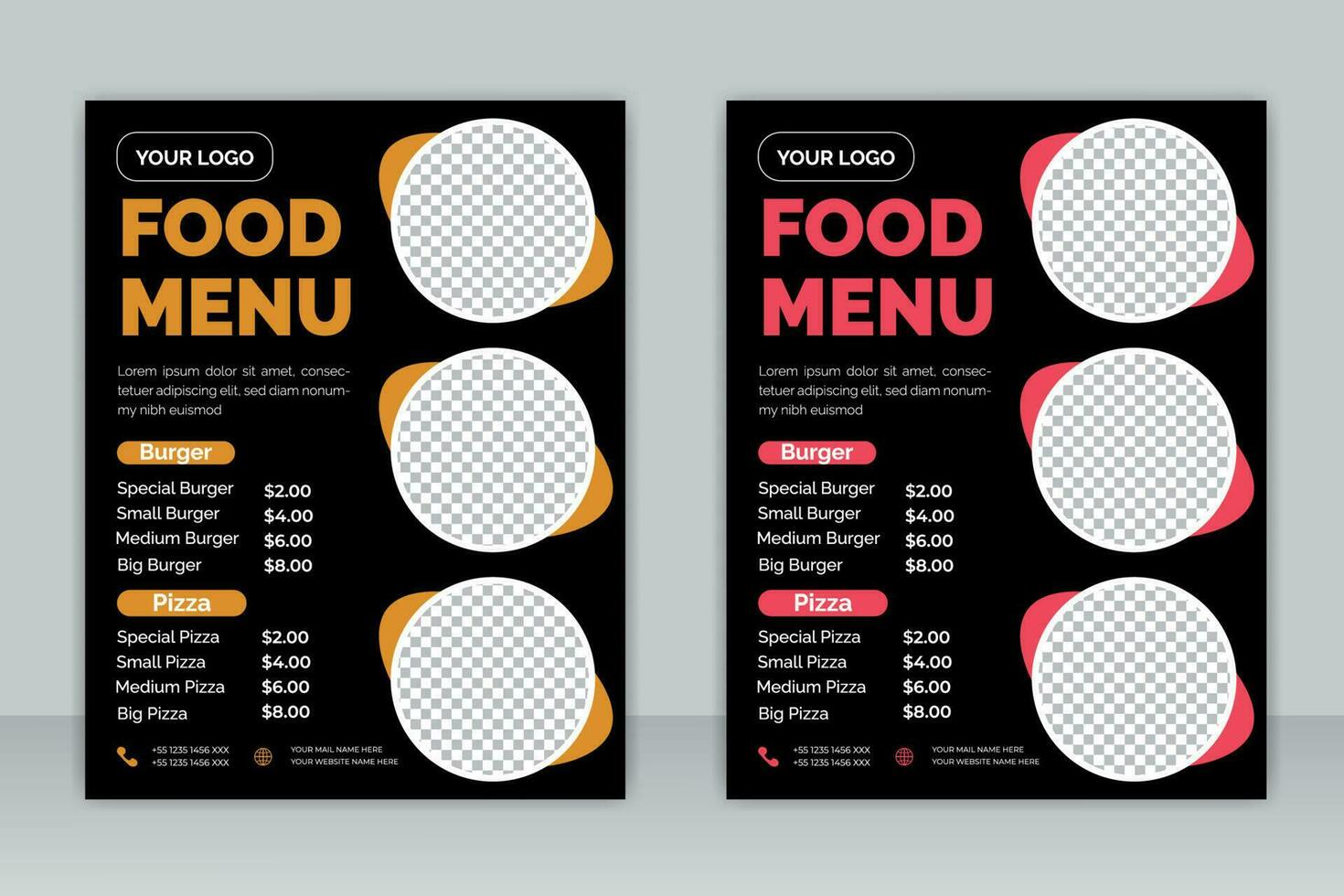 restaurant menu, Fast Food Flyer Design Template cooking, cafe and food ordering, junk food. Vector illustration for banner, poster, flyer, cover, menu, brochure