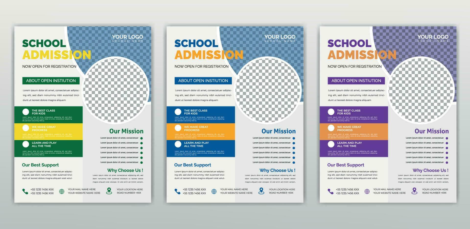 School admission flyer design, kids education leaflet brochure, cover layout School Admission Open Flyer Design Template Vector Education Center poster, Kids Education Flyer Template.