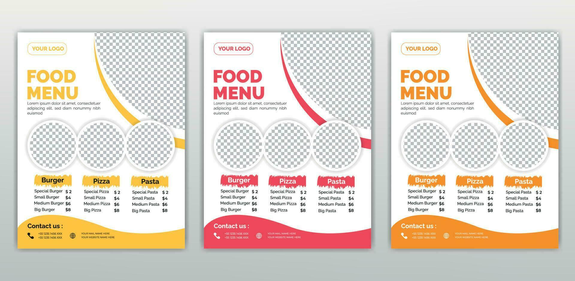 Fast Food Flyer Design Template cooking, cafe and restaurant menu, food ordering, junk food. Vector illustration for banner, poster, flyer, cover, menu, brochure