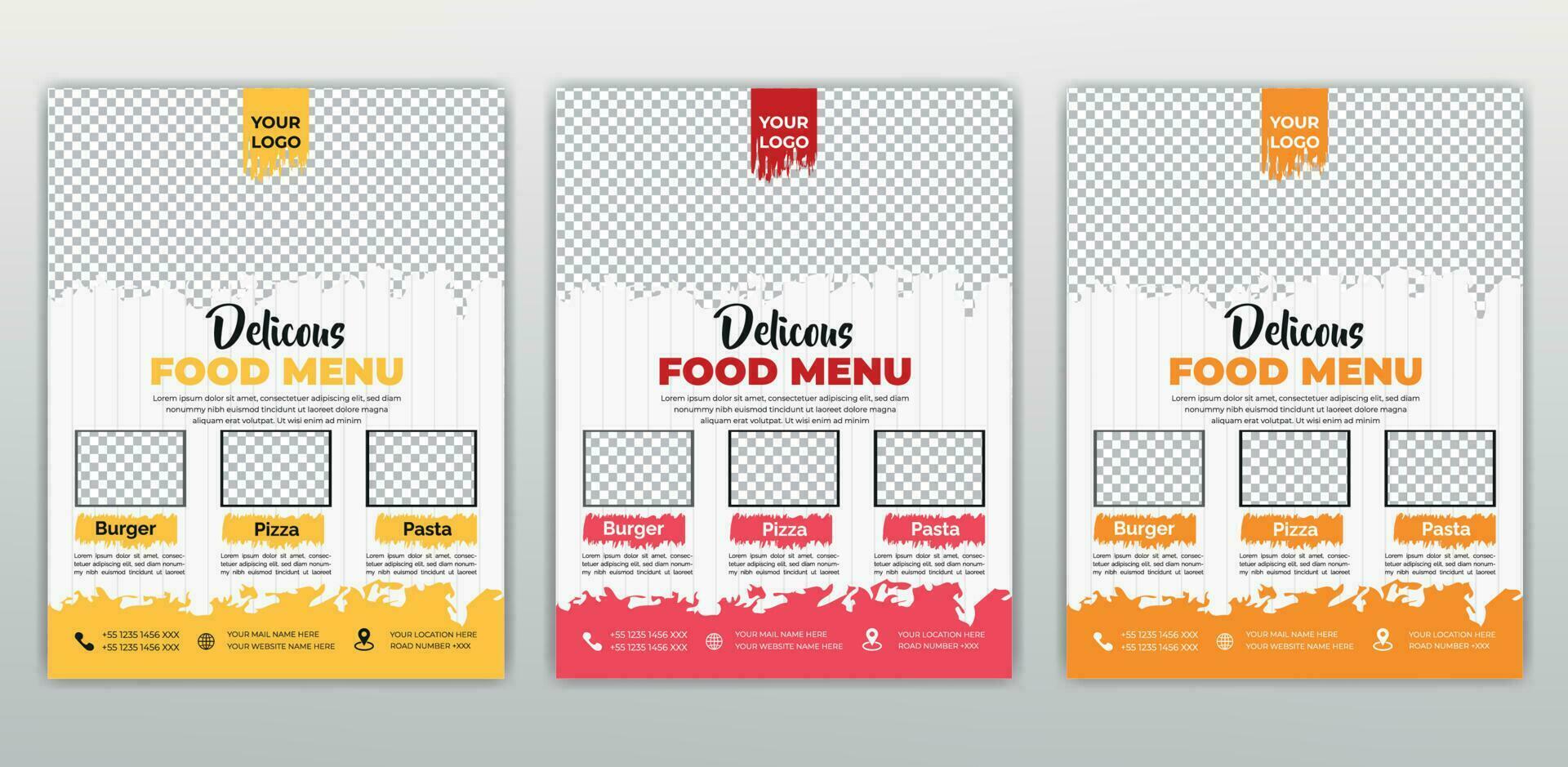 Fast Food Flyer Design Template cooking, cafe and restaurant menu, food ordering, junk food. Vector illustration for banner, poster, flyer, cover, menu, brochure