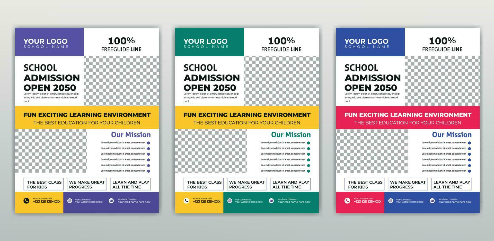 School admission flyer design, kids education leaflet brochure, cover layout School Admission Open Flyer Design Template Vector Education Center poster, Kids Education Flyer Template.