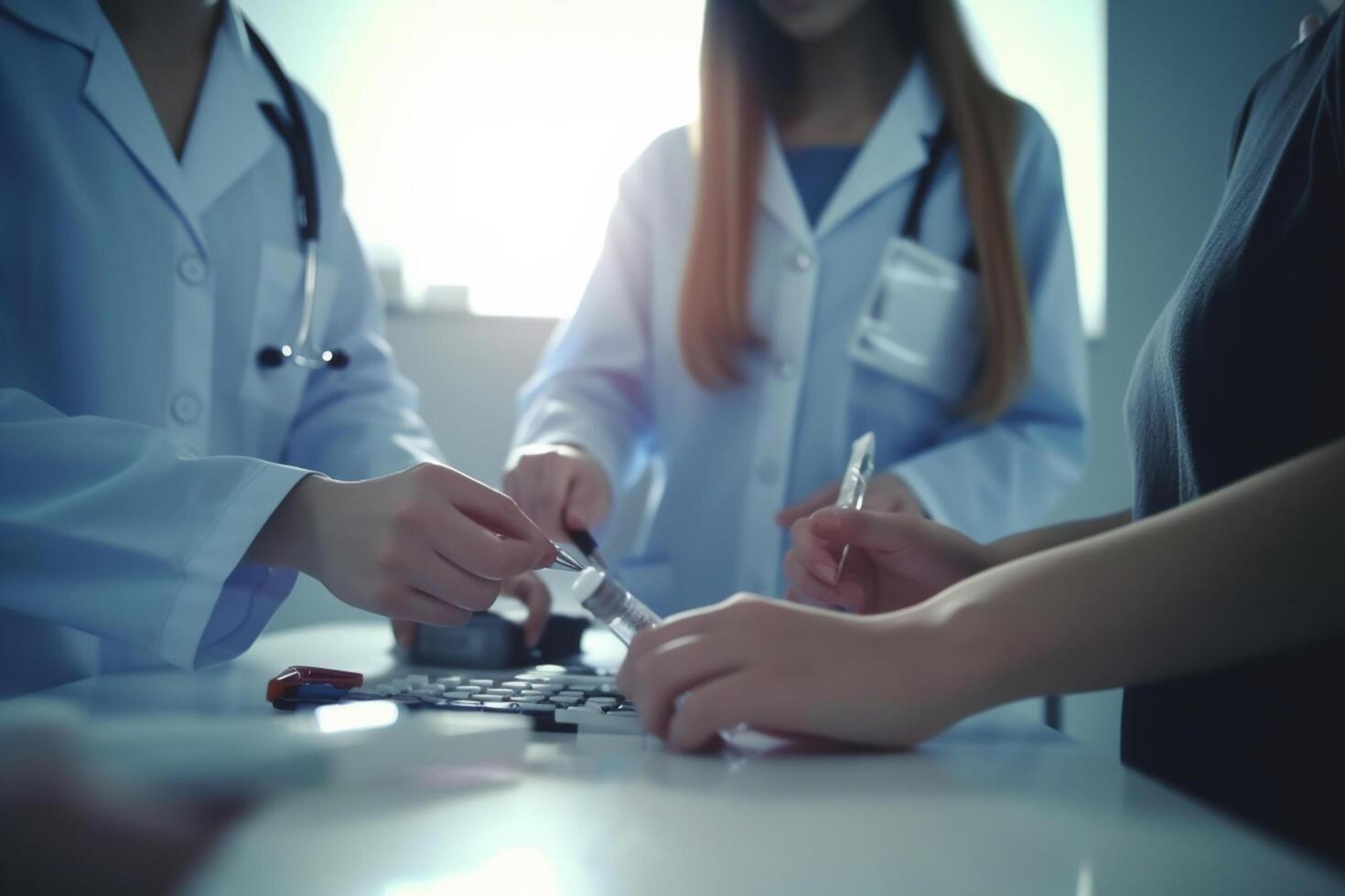 Medication Treatment Discussion Close-Up on Doctors' Hands photo