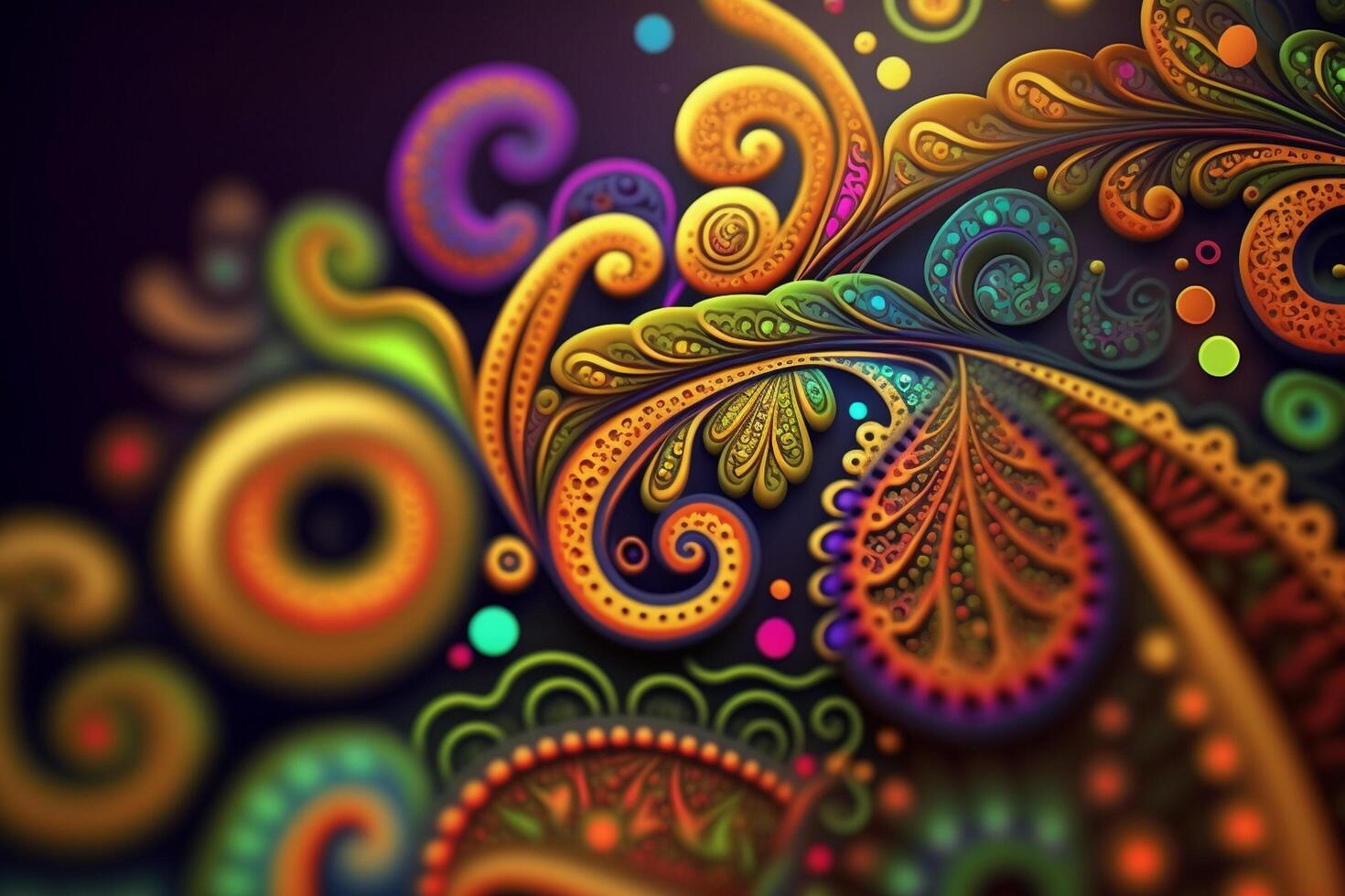 Hippie Paisley Pattern in Rainbow Colors photo