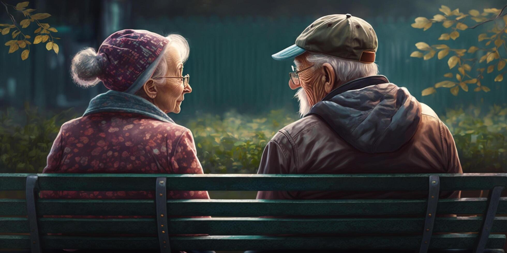 Illustration of an old loving couple Affection Age Trust content photo