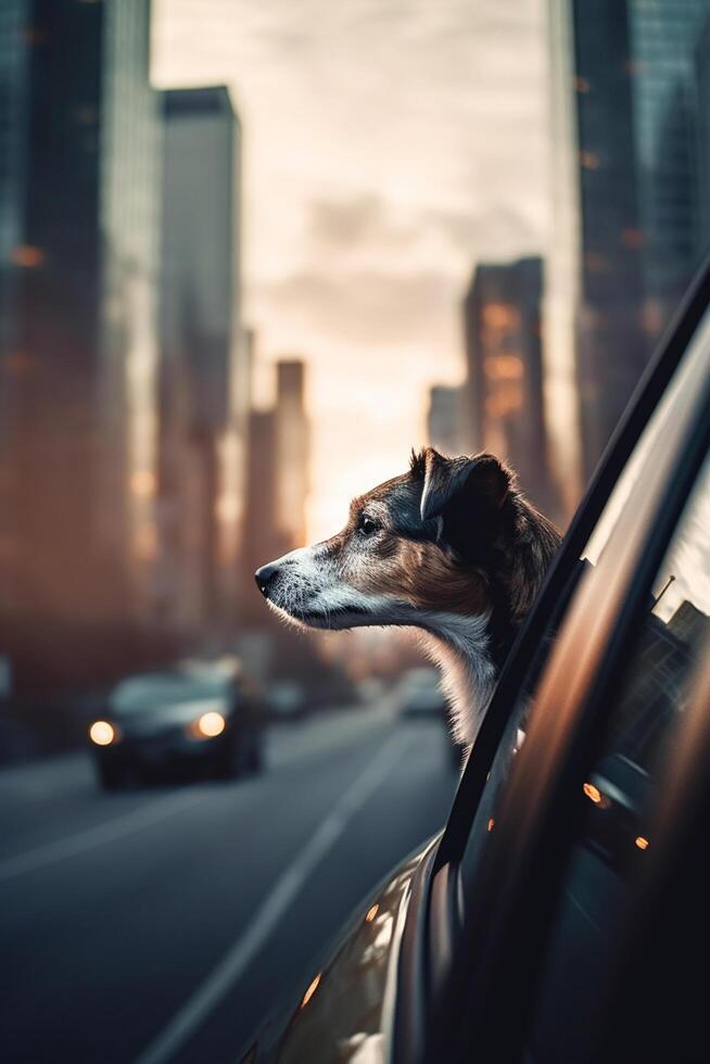 chien regardant par la fenêtre de la voiture. 19639549 Photo de stock chez  Vecteezy
