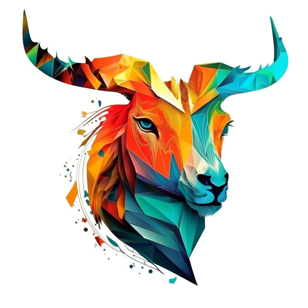 Colorful PopArt Illustration of a Goat or Ibex Portrait photo