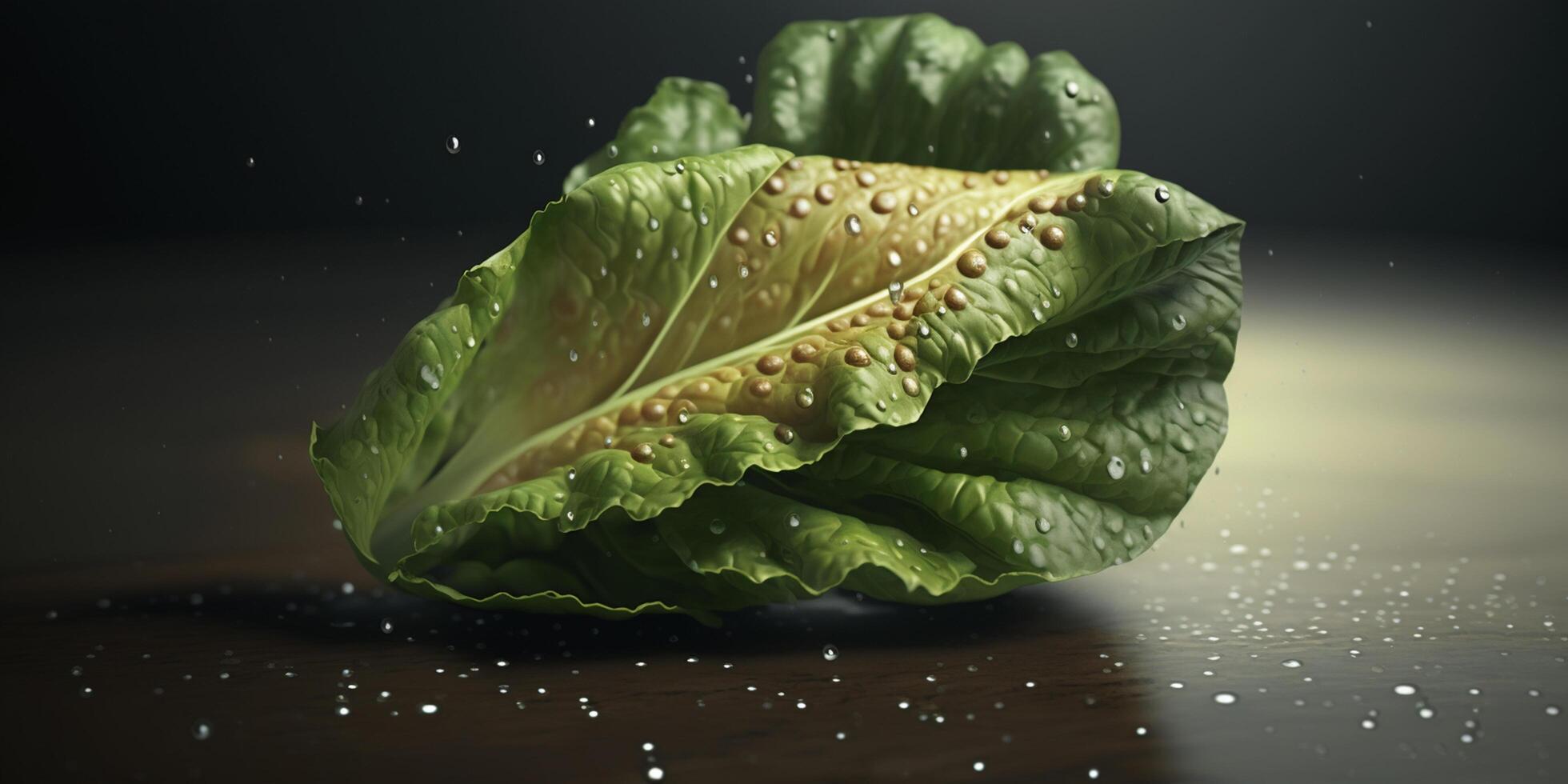 ilustración de Fresco verde lechuga ensalada con agua gotas ai generado contenido foto