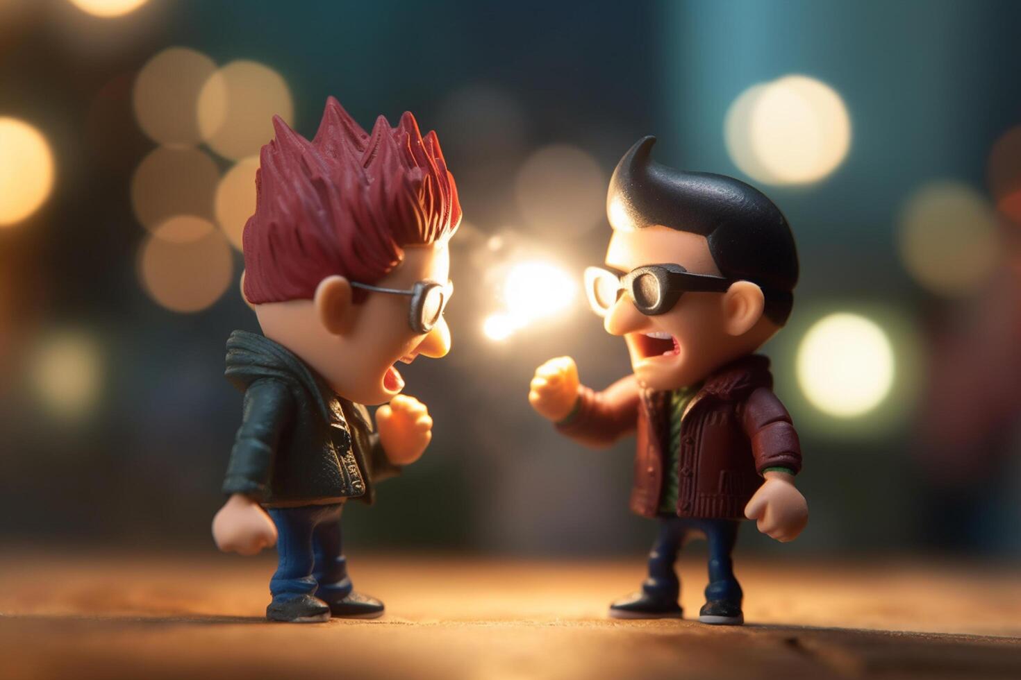 Realistic 3D Rendering of Two Male Cartoon Characters Arguing with Each Other photo