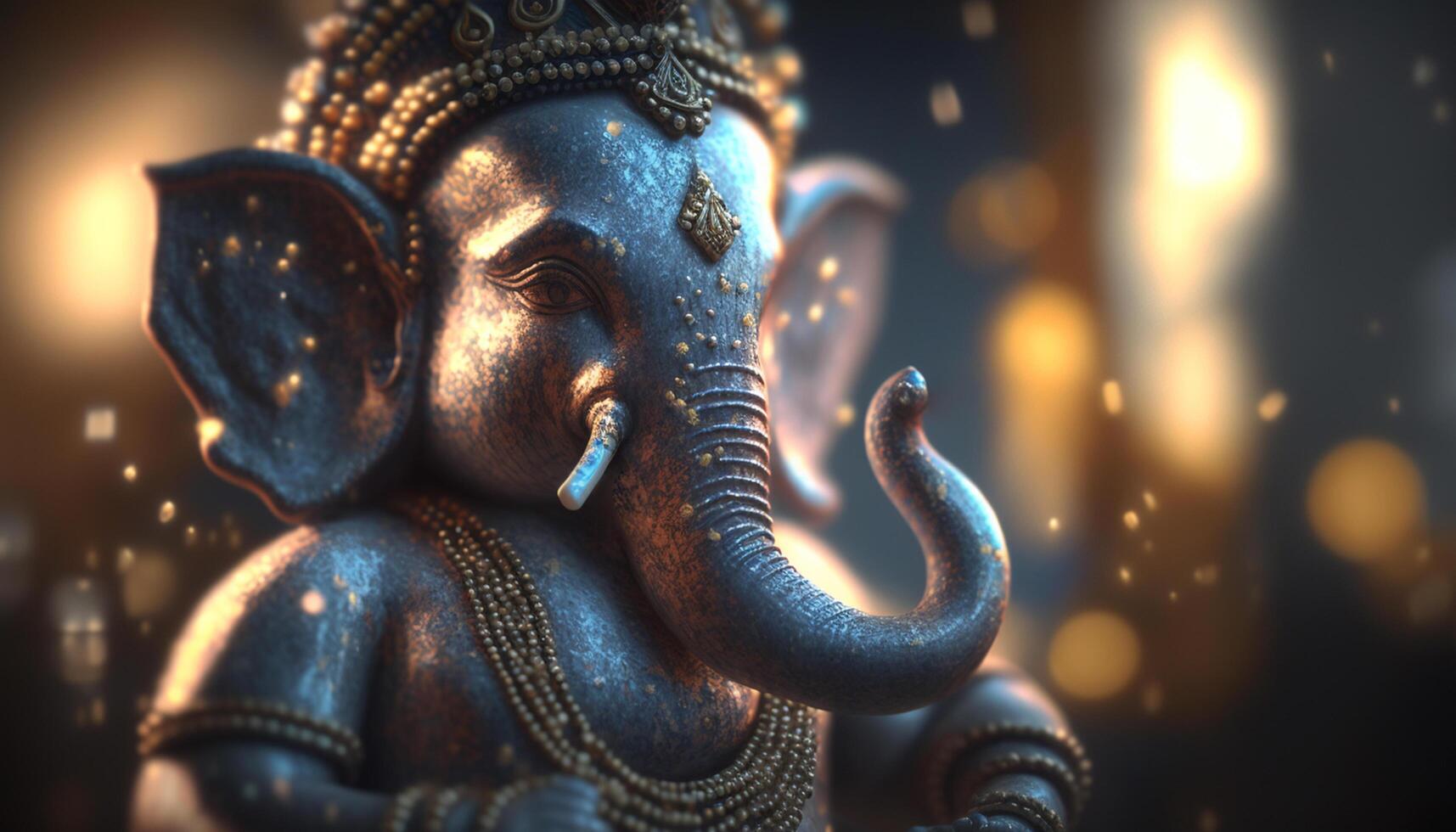 Divine Wisdom embodied in Indian Elephant Sculpture of Ganesha, the deity of intellect and knowledge photo