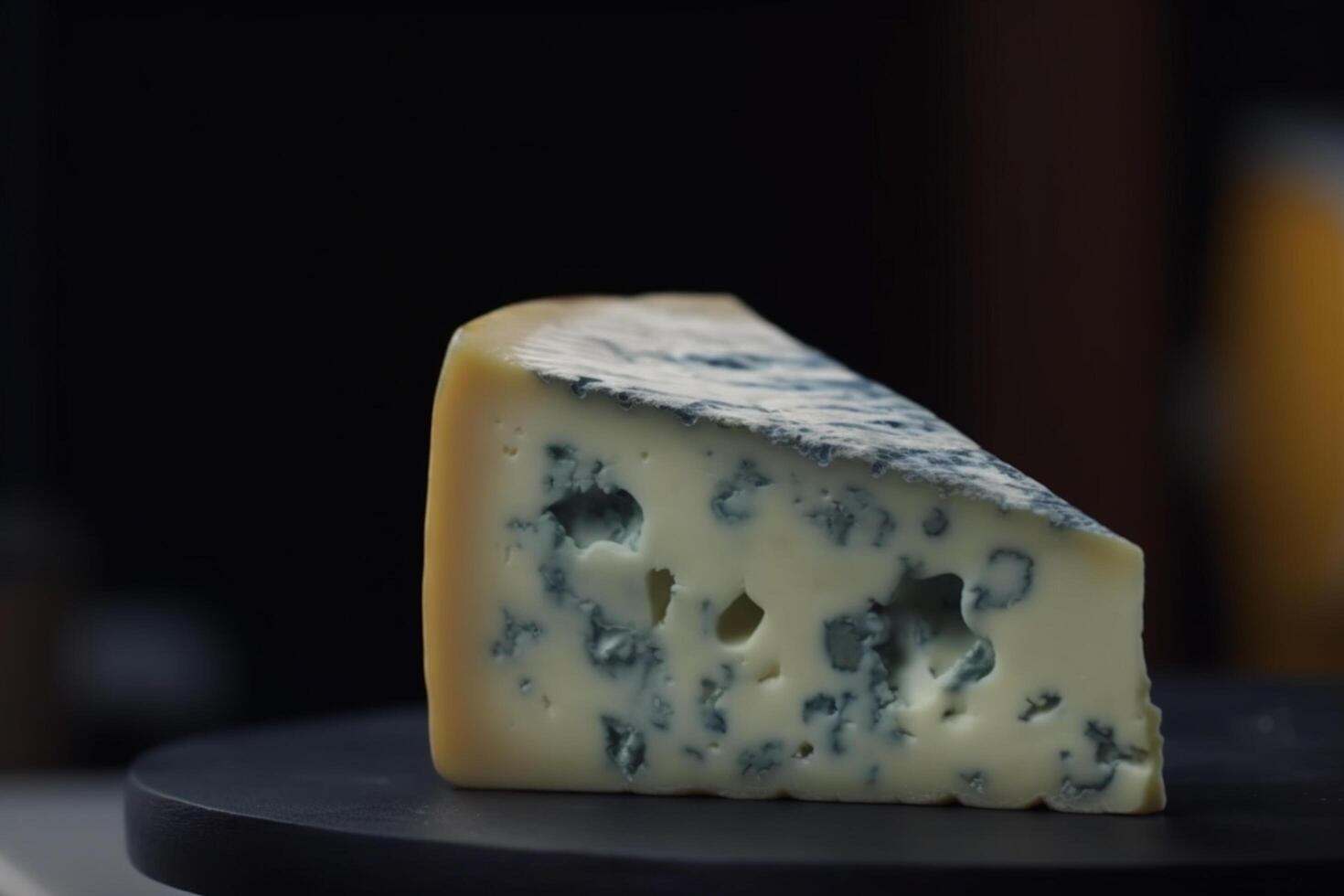 Savory Roquefort cheese against dark background, blue cheese photo